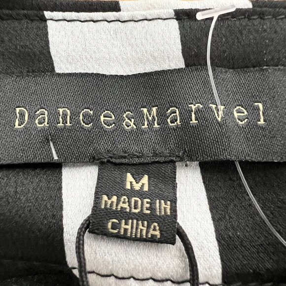 Dance & Marvel Womens Black White Striped Front Knot Cropped Top Size Medium - Picture 8 of 9